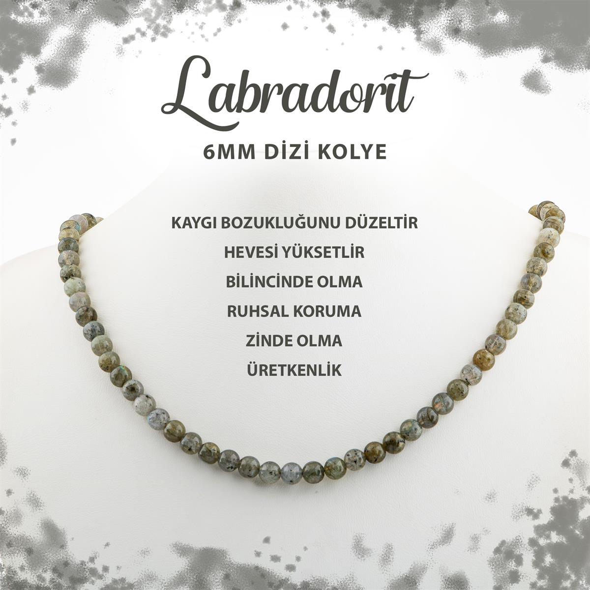 SERTİFİKALI Labradorit 6 mm Dizi Doğal Taş Kolye