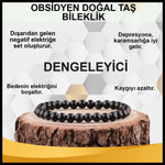 SERTİFİKALI Obsidyen  Orjinal ( Taşlar) Doğaltaş Bileklik 6 mm - B839