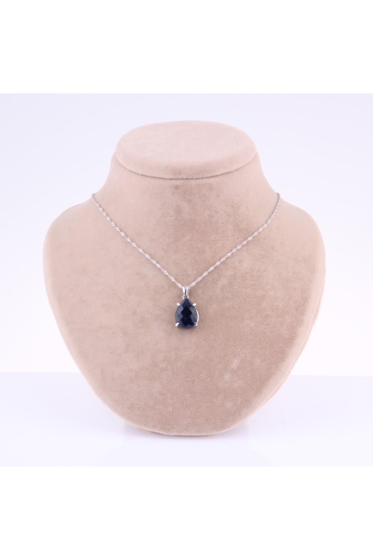 SERTİFİKALI  Orjinal ( Taşlar) Doğaltaş Kolye - Safir Taşı