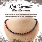 SERTİFİKALI Bordo Granat Lal 6 mm Düğümlü Doğal Taş Kolye
