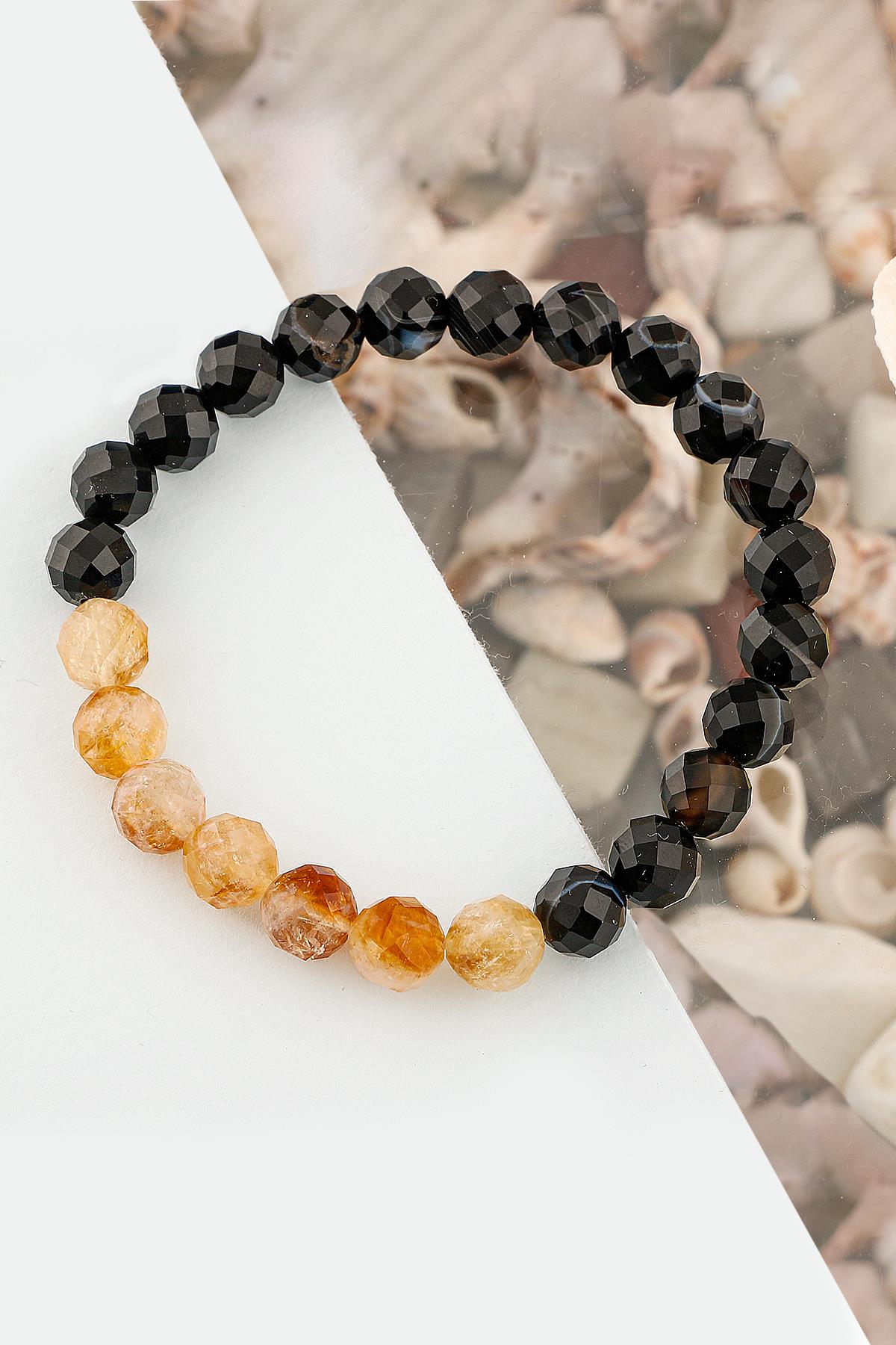 SERTİFİKALI Öz Farkındalık 8mm Doğal Taş Bileklik Göz Akik Sitrin B002