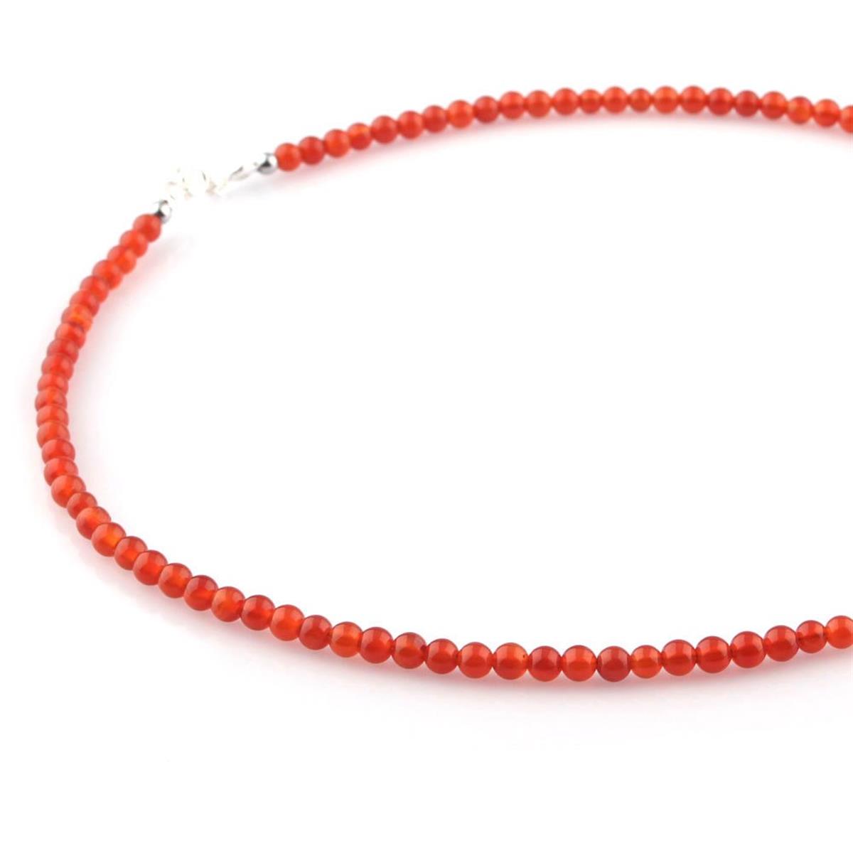 SERTİFİKALI Kırmızı Akik  Orjinal ( Taşlar) Doğaltaş Kolye 40cm - 4mm