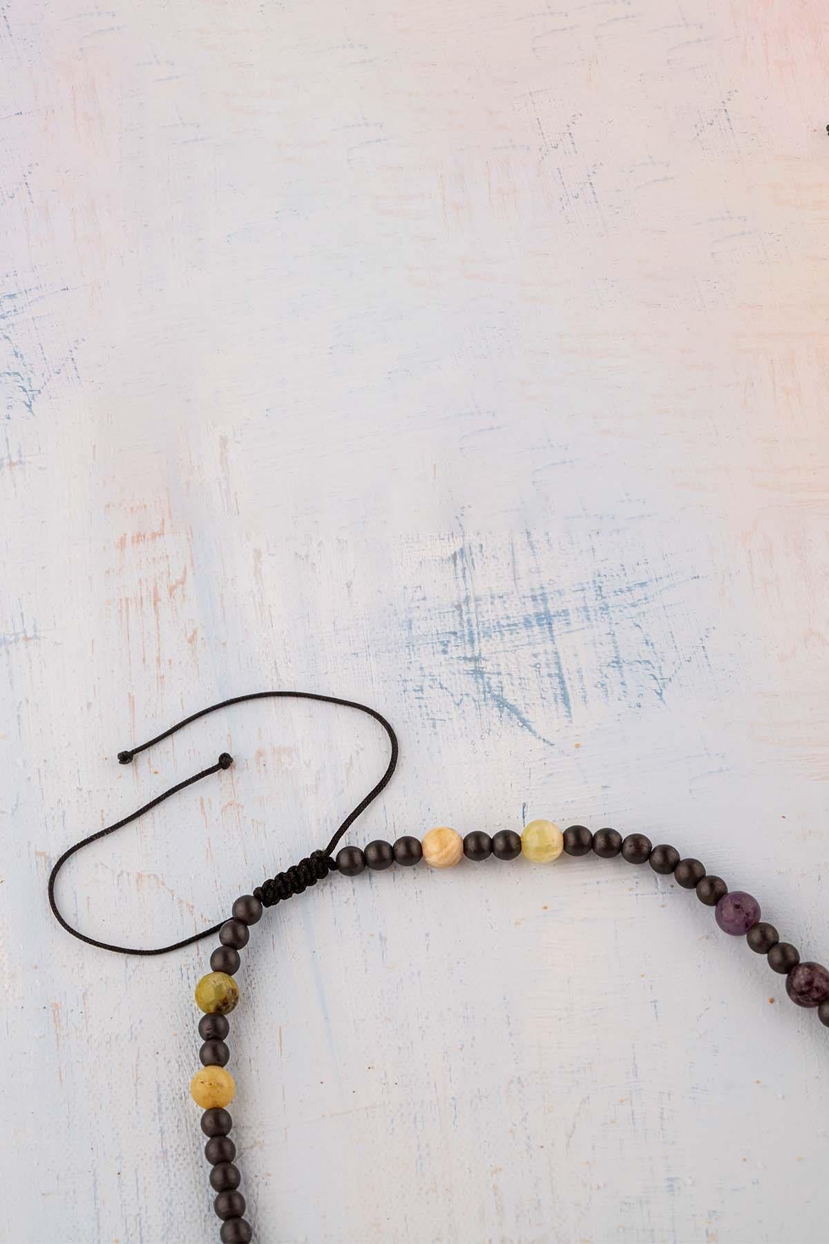 Sertifikalı Balık Burcu Doğal Taş Kolye (Opal-Lepidolit-Akuamarin-Apatit-Lapis-Kalsit-Florit-Hematt)