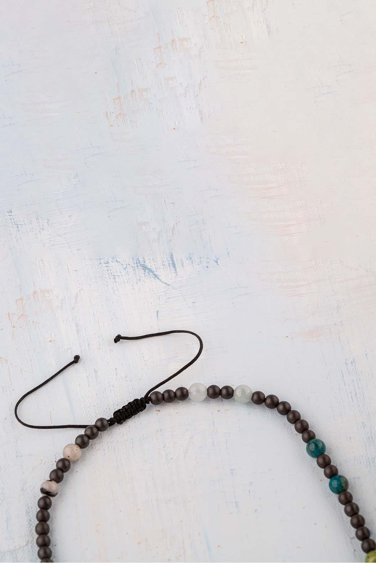 Sertifikalı İkizler Burcu Doğal Taş Kolye (Kuvars-Akuamarin-Apatit-Yeşim-Hematit-Yosunlu Akik-Pirit)