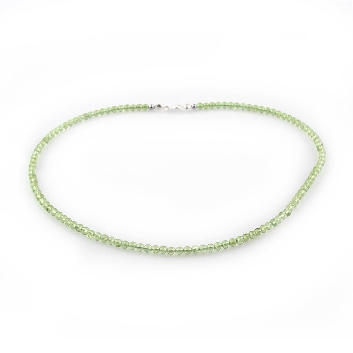 SERTİFİKALI Yeşil Zebercet  Orjinal ( Taşlar) Doğaltaş Kolye 40cm - 4mm