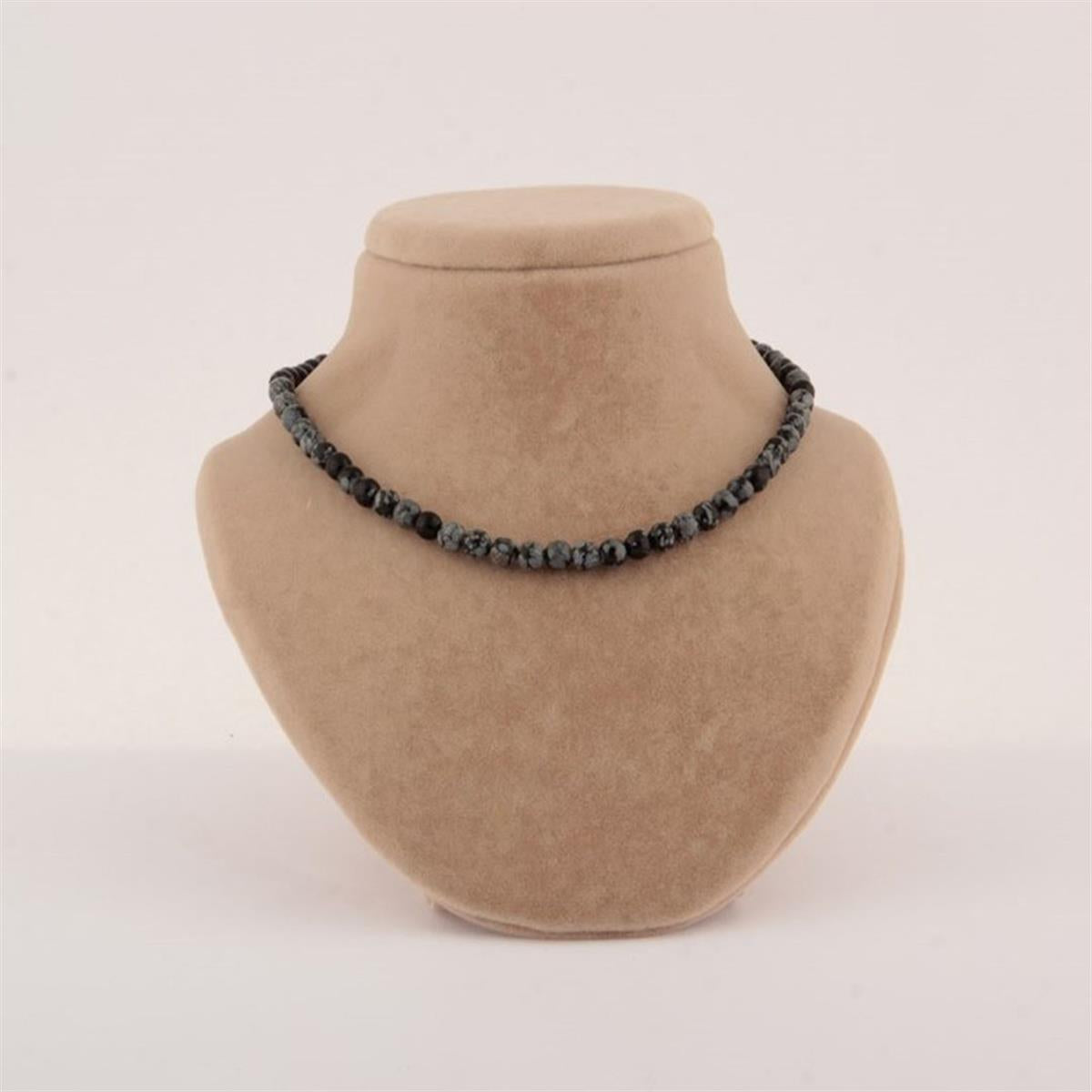 SERTİFİKALI Karlı Obsidyen  Orjinal ( Taşlar) Doğaltaş Kolye 6 mm, M186