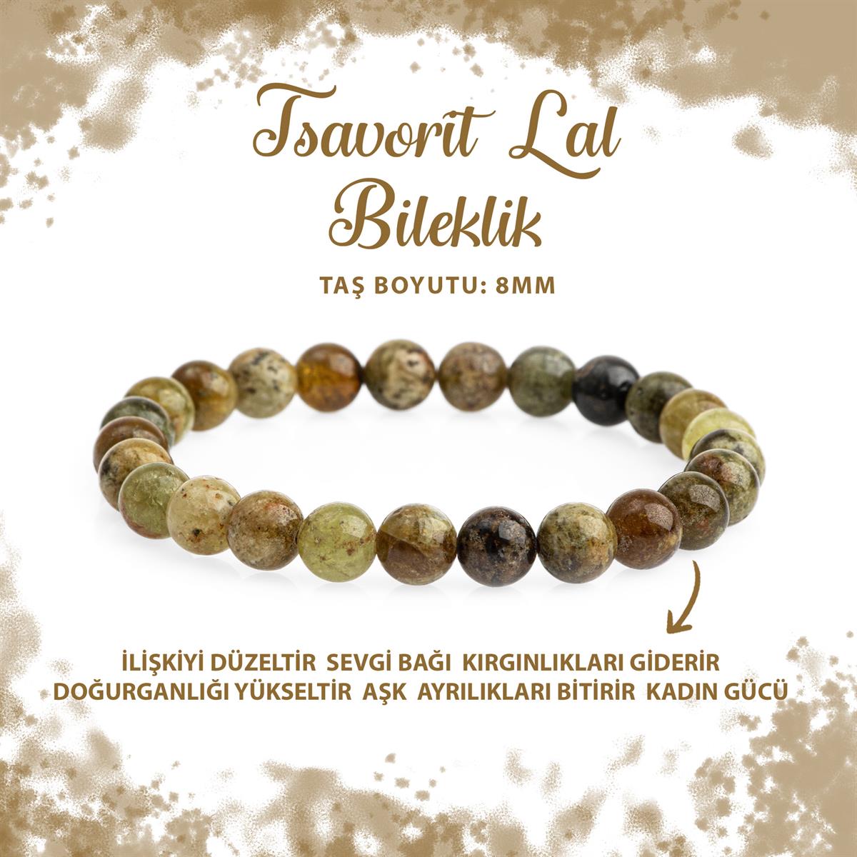 SERTİFİKALI Tsavorit Lal 8mm Doğal Taş Bileklik