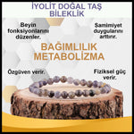 SERTİFİKALI İyolit  Orjinal ( Taşlar) Doğaltaş Bileklik 6 mm - B824
