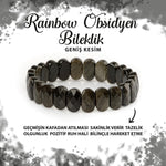 SERTİFİKALI Rainbow Obsidyen Doğal Taş Geniş Kesim Bileklik
