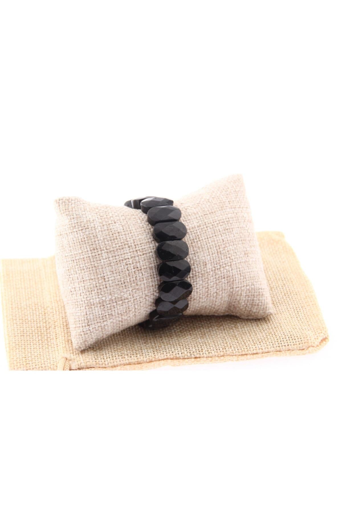 SERTİFİKALI Siyah Turmalin  Orjinal ( Taşlar) Doğaltaş Geniş Kesim Bileklik