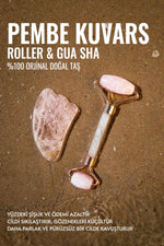 Sertifikalı Pembe Kuvars Roller &amp; Gua Sha %100 Orjinal Doğal Taş