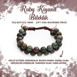 SERTİFİKALI Ruby Kiyanit 8mm Çift Sıra Makrome Doğal Taş Bileklik
