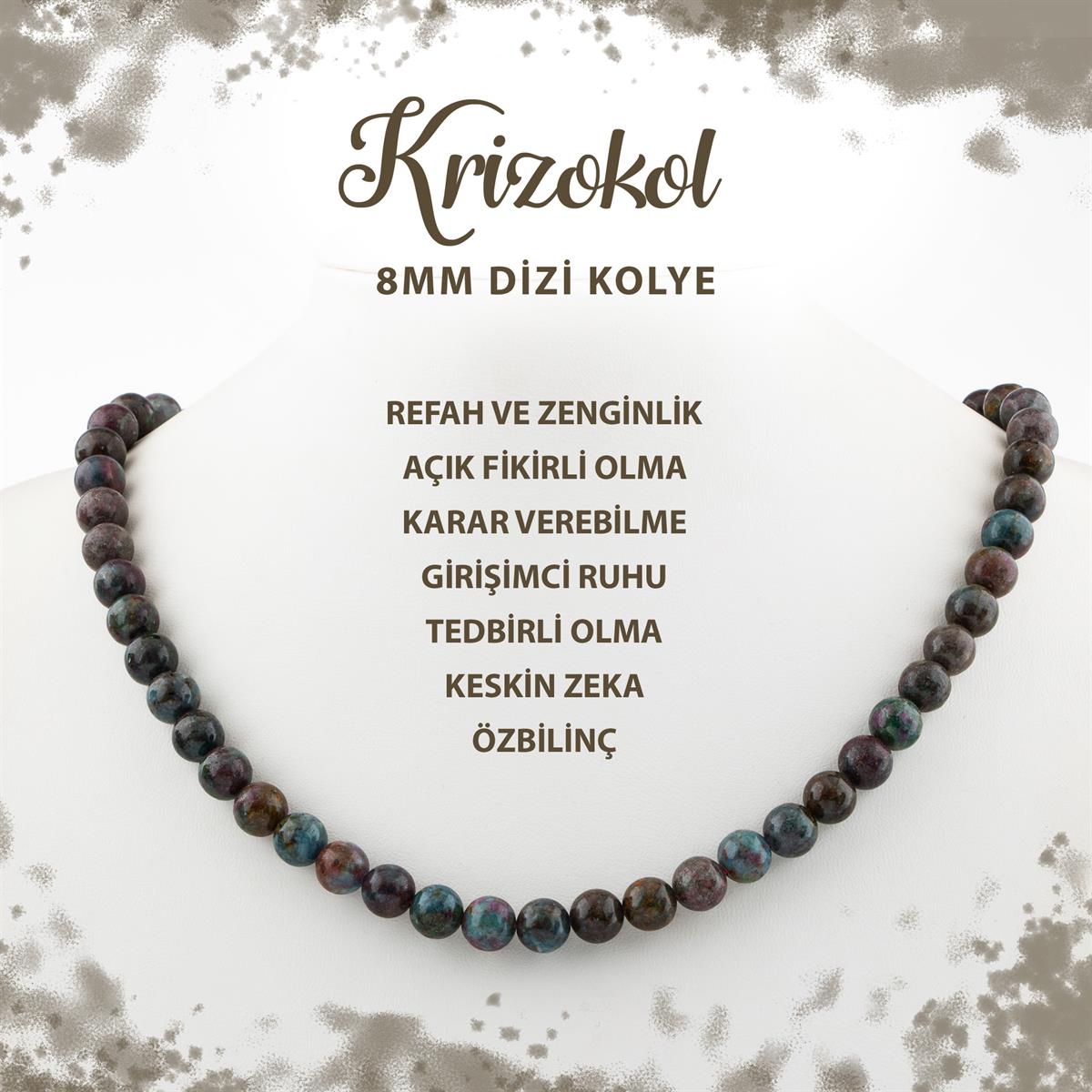 SERTİFİKALI Krizokol 8 mm Dizi Doğal Taş Kolye