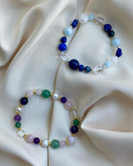 Lapis, Necef, Kristal Kuvars, Anjelit, Akuamarin, Nokta Hematitli Bileklik ve Ametist, Aventurin, Kristal Kuvars, İnci ve Nokta Hematitli Bileklik