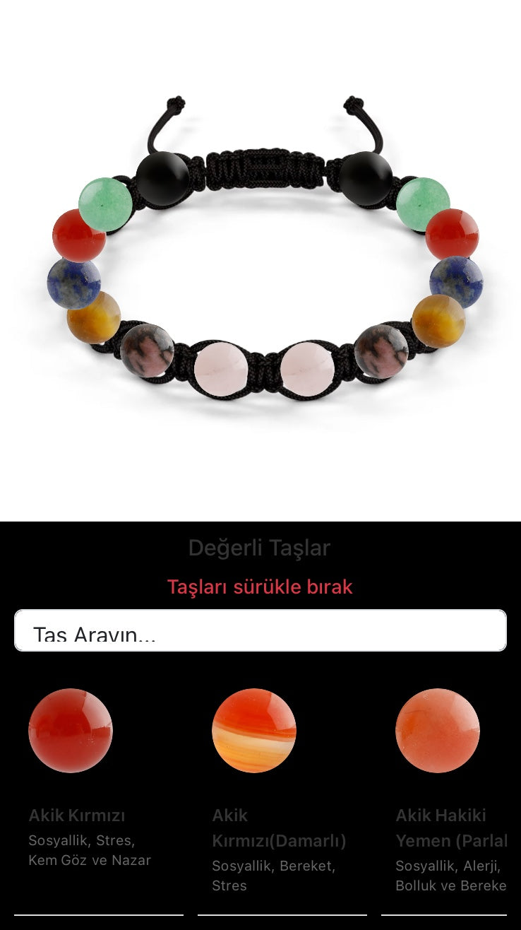 Özel Tasarım Makrome Bileklik - 14 Taş - Özel Tasarım Görseli