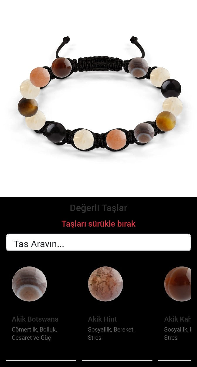 Özel Tasarım Makrome Bileklik - 14 Taş - Özel Tasarım Görseli