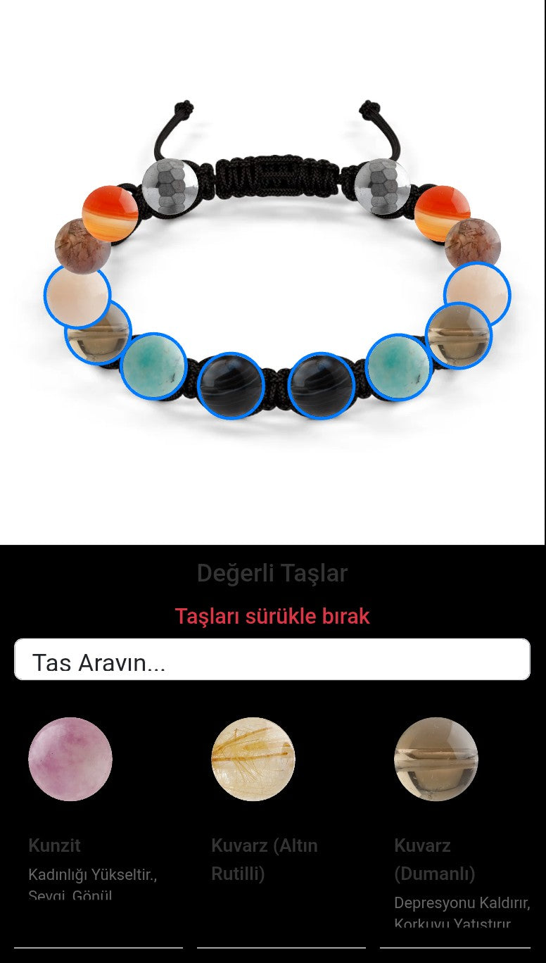 Özel Tasarım Makrome Bileklik - 14 Taş - Özel Tasarım Görseli