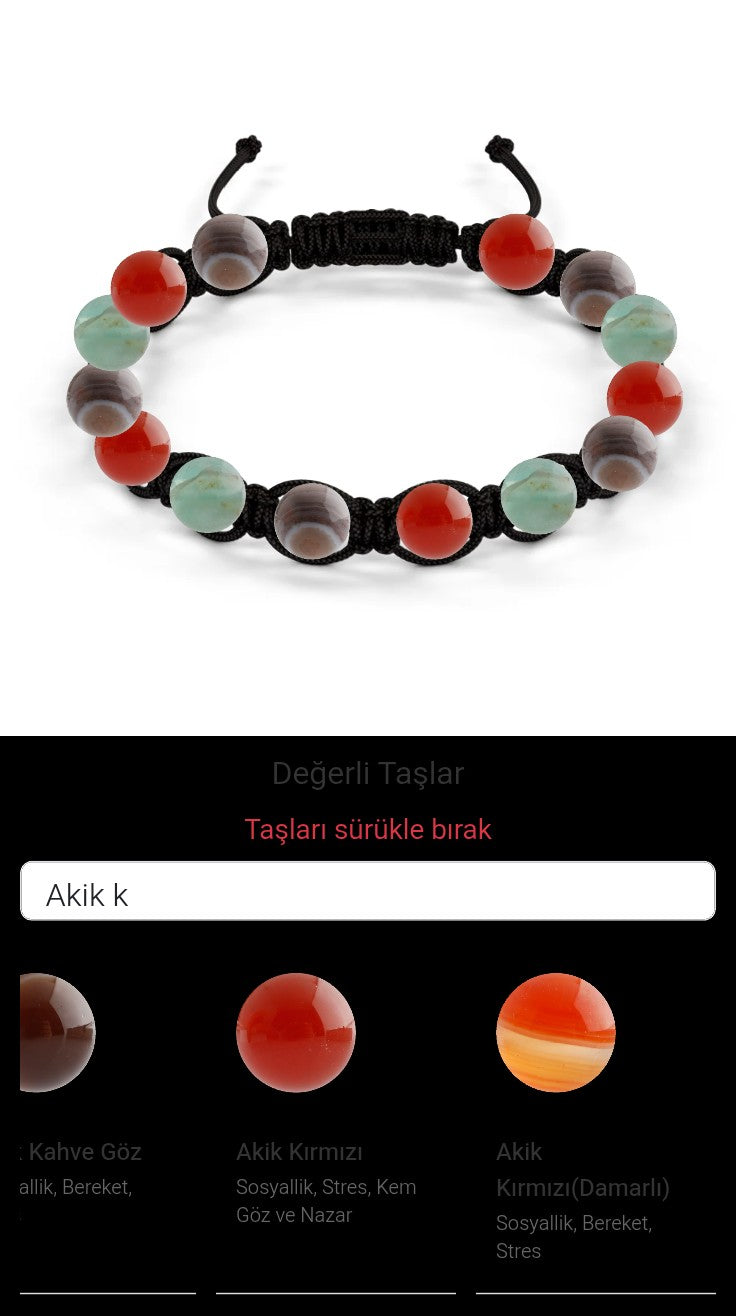 Özel Tasarım Makrome Bileklik - 14 Taş - Özel Tasarım Görseli