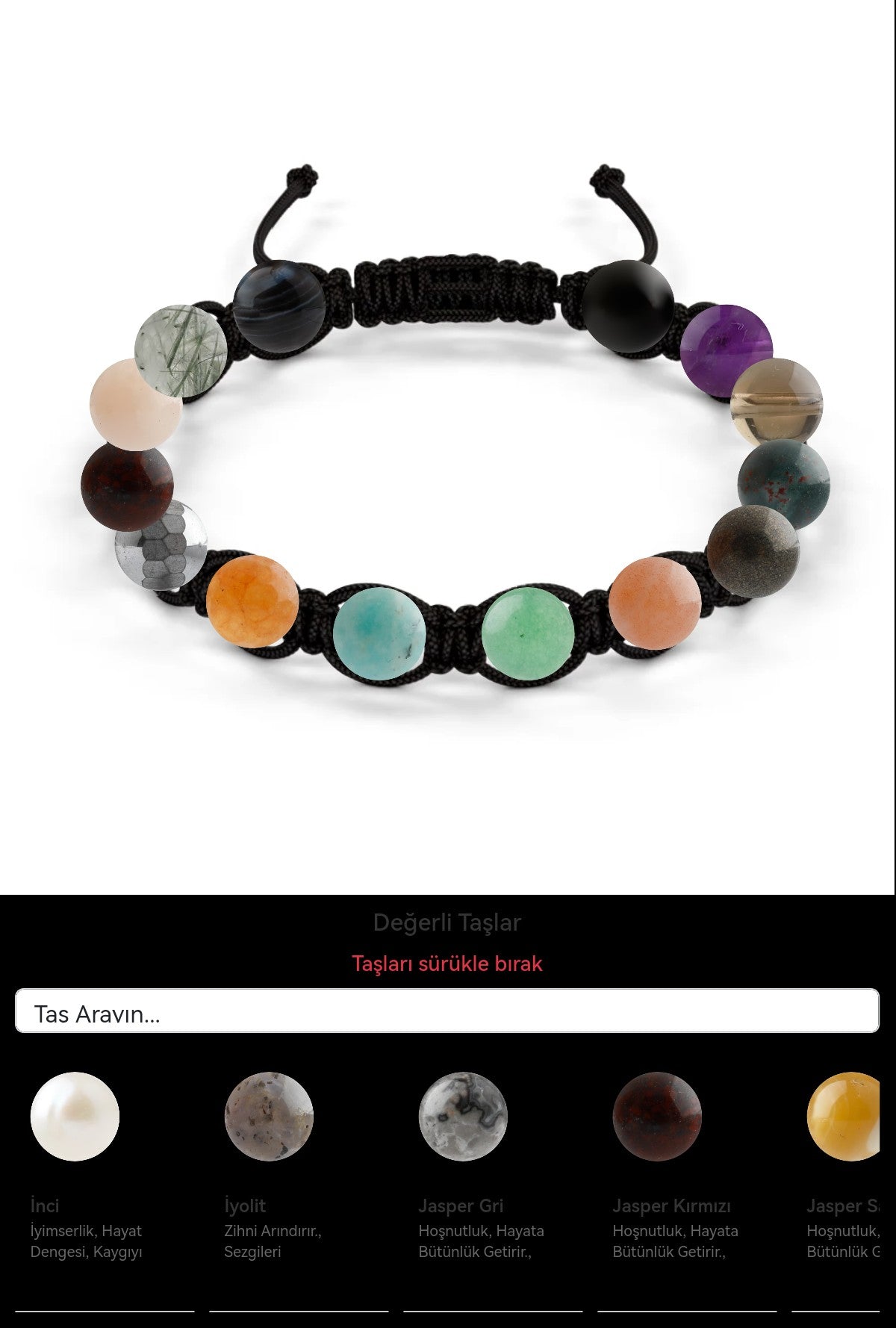 Özel Tasarım Makrome Bileklik - 14 Taş - Özel Tasarım Görseli