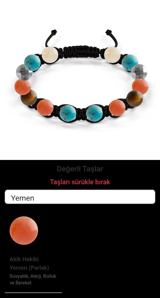 Özel Tasarım Makrome Bileklik - 14 Taş - Özel Tasarım Görseli