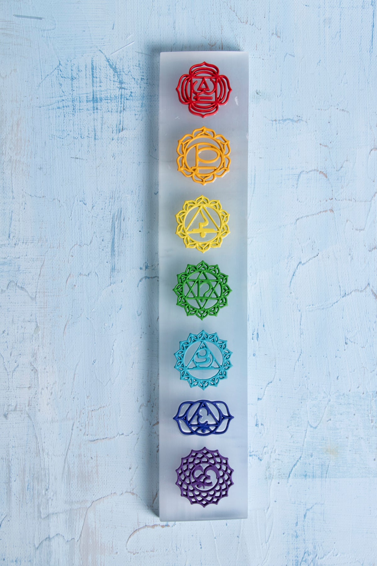 Ruhsal Hizalanma: 7 Çakra Selenit Plaka / Selenit obje no:20 S.K: 0106