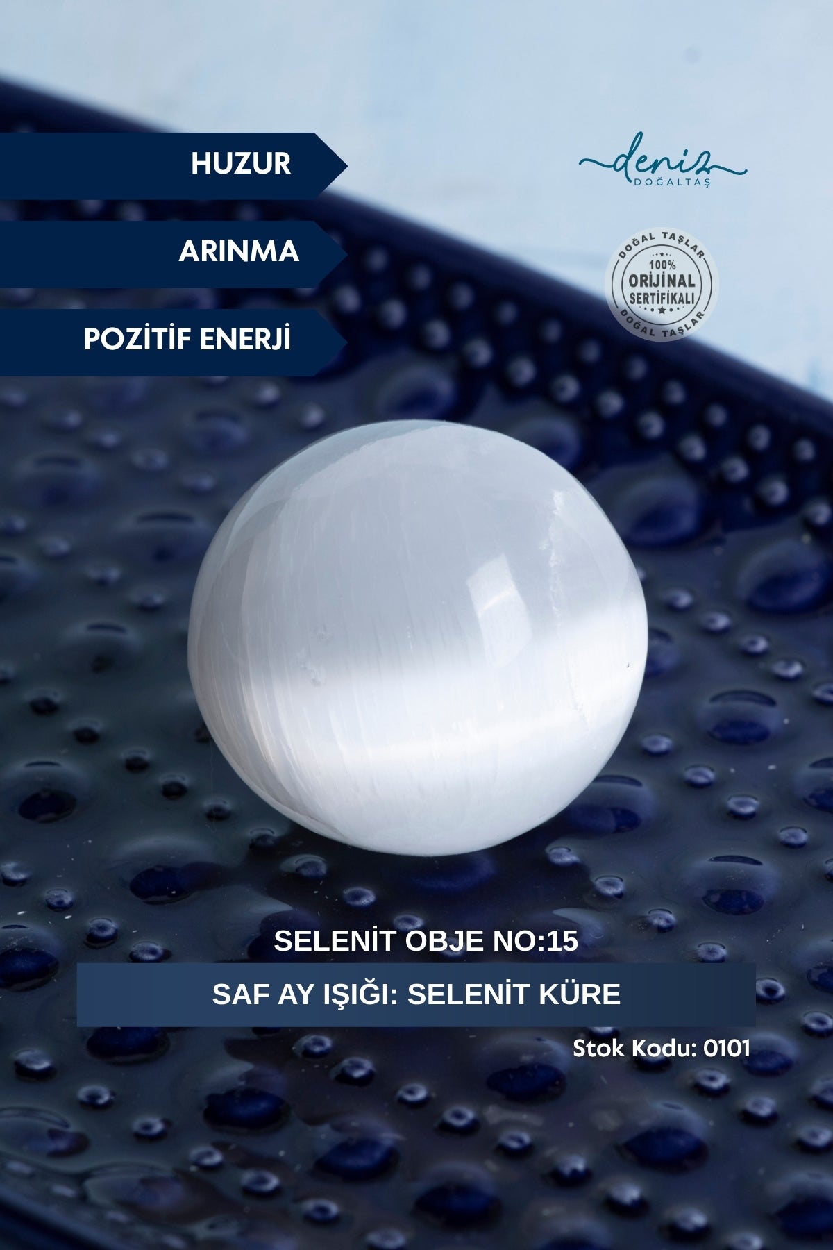 Saf Ay Işığı: Selenit Küre  / Selenit obje no:15 S.K: 0101