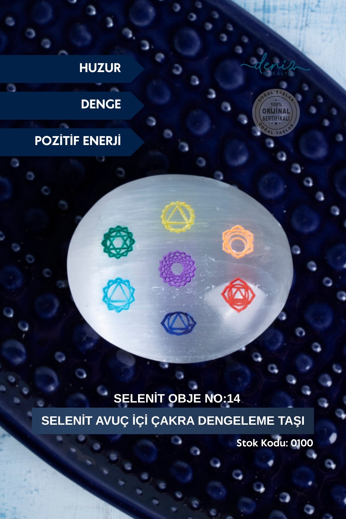 Selenit Avuç İçi çakra dengeleme Taşı / Selenit obje no:14 S.K: 0100