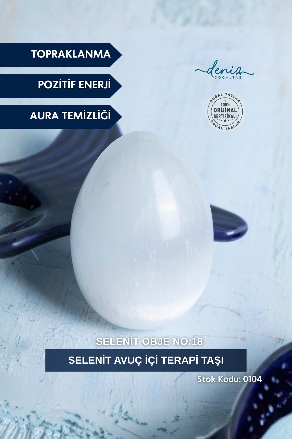 Selenit Avuç İçi Terapi Taşı Selenit obje no:18 S.K:0104