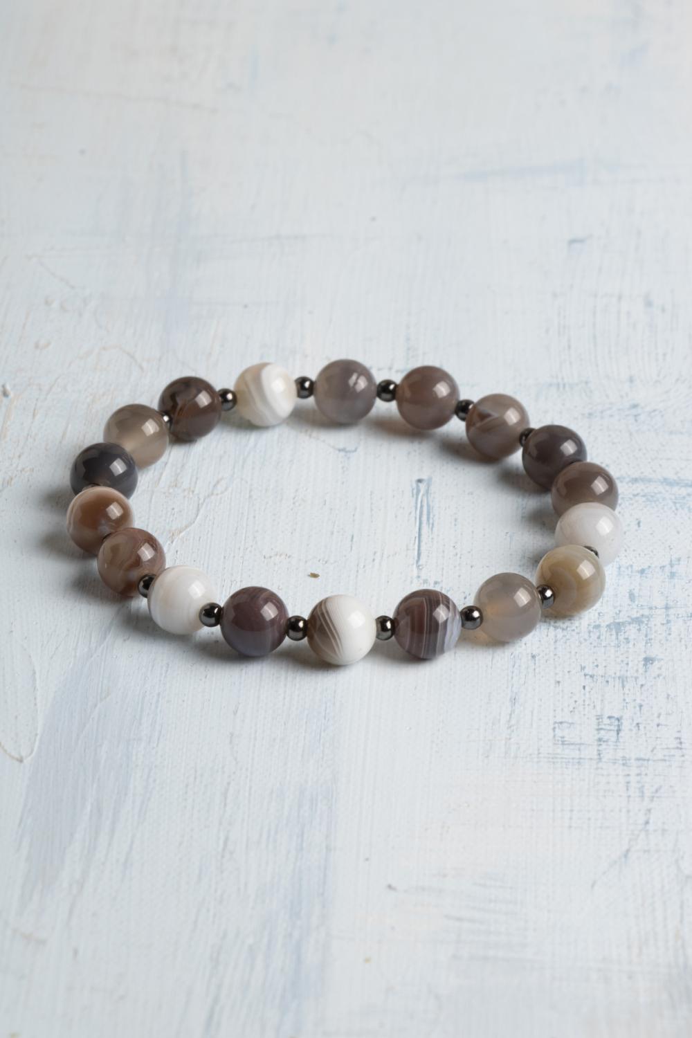 Sertifika Kahve Göz Akik &amp; Hematit Doğal Taş Bileklik