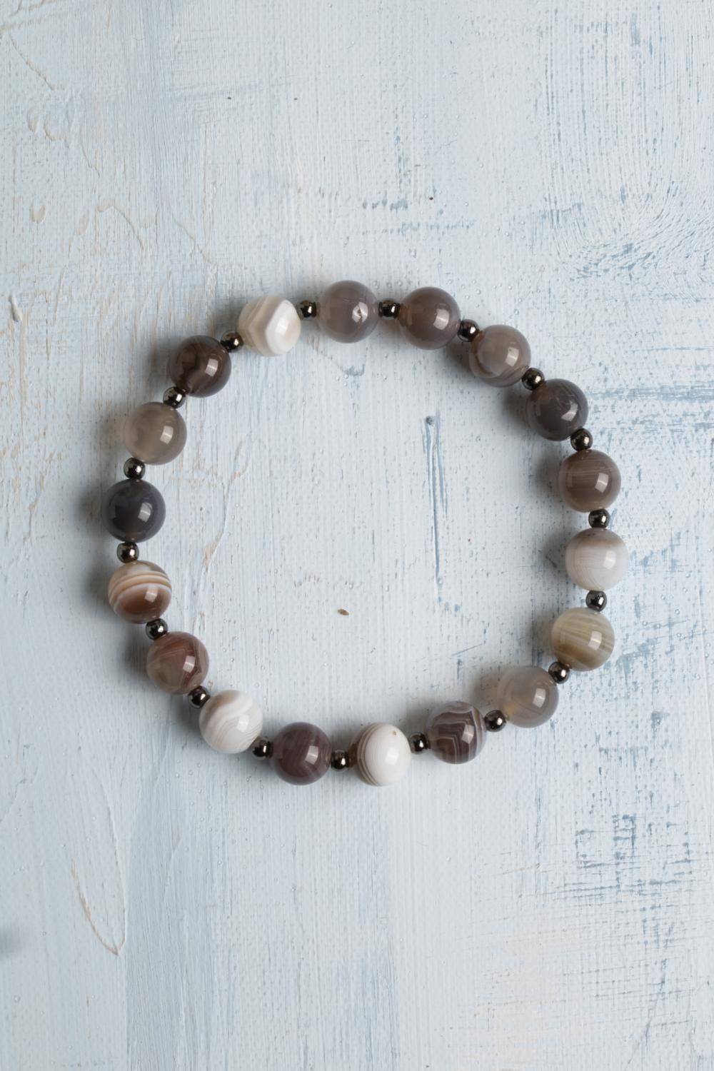 Sertifika Kahve Göz Akik &amp; Hematit Doğal Taş Bileklik