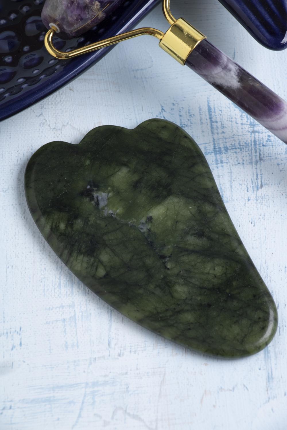 Sertifikalı Ametist Roller ve Yeşim Kaz Ayağı Gua Sha Takımı