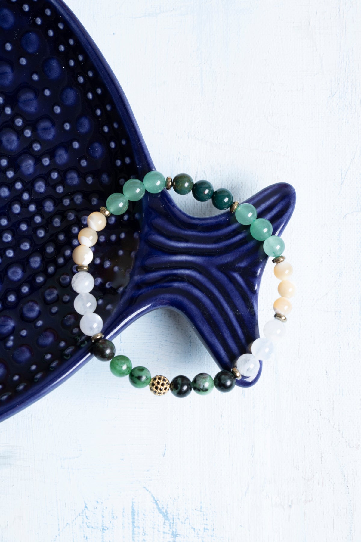 Sertifikalı Anyolit Akuamarin Sedef Aventurin Kan Taşı Hematit Yengeç Burcu Bileklik