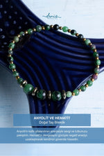 Sertifikalı Anyolit ve Hematit Doğal Taş Bileklik (4-6mm Taşlar)