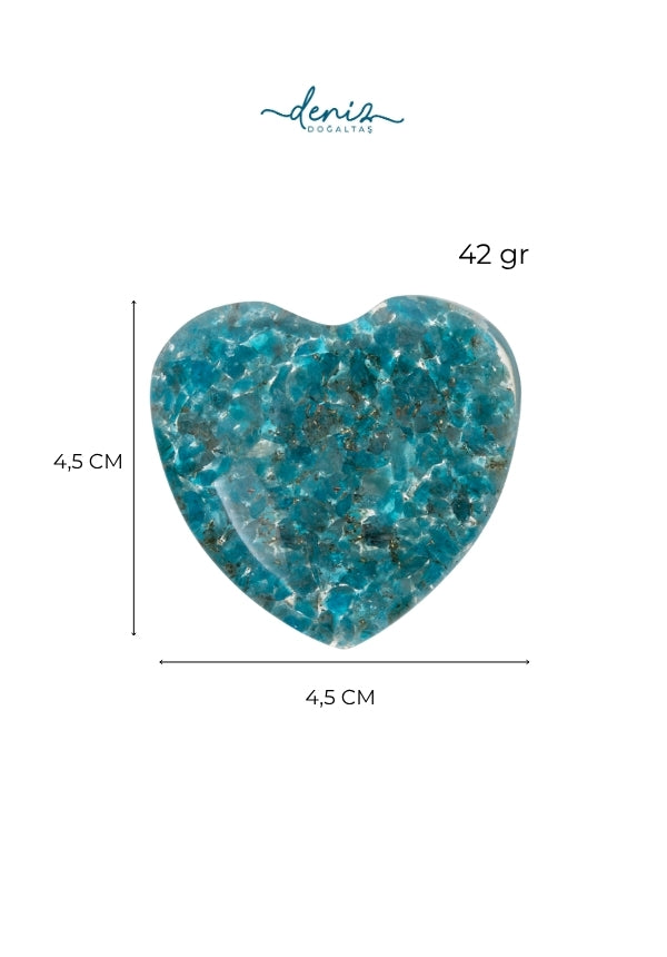 Sertifikalı Apatit Doğal Taş İlham, Denge ve Özgüven Kalbi S.K: 0049