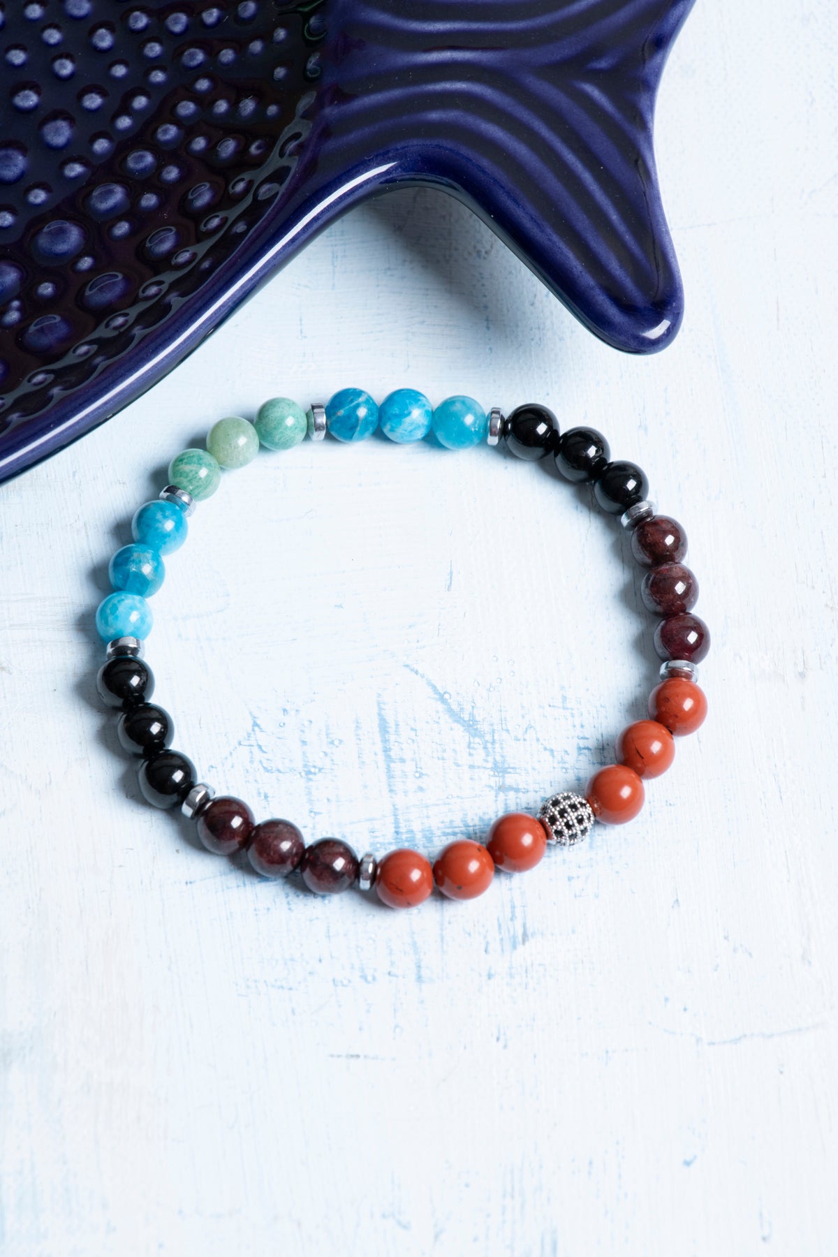 Sertifikalı Apatit Hematit Jasper Amazonit Obsidyen Lal Bileklik