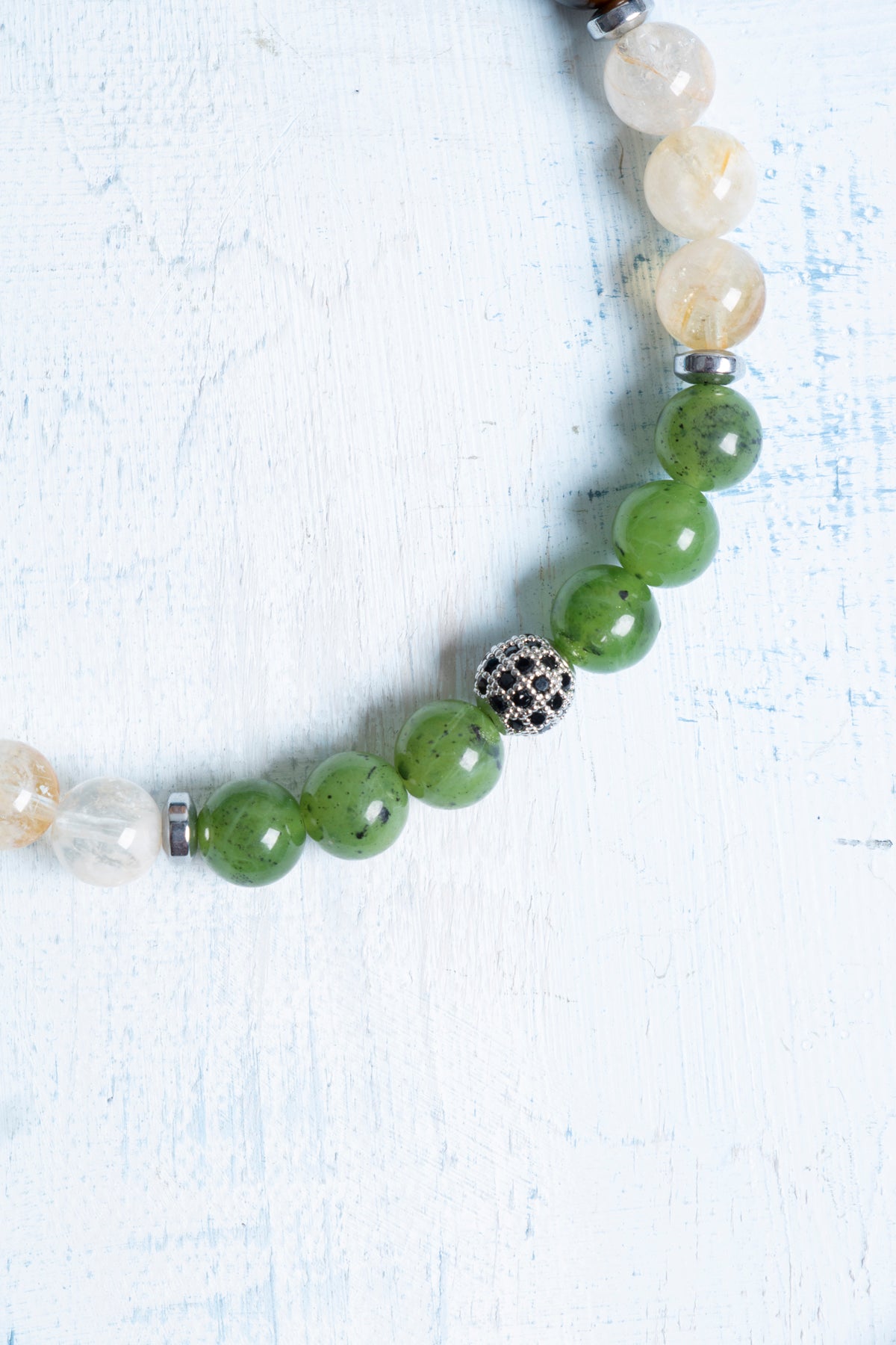 Sertifikalı Apatit Kaplan Gözü Sitrin Yeşim Hematit Obsidyen Bileklik