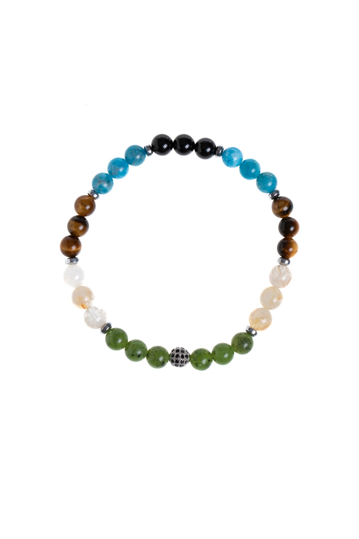 Sertifikalı Apatit Kaplan Gözü Sitrin Yeşim Hematit Obsidyen Bileklik