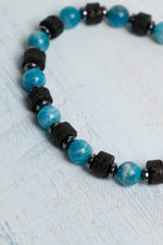 Sertifikalı Apatit ve Lav Taşı Doğal Bileklik – Zihin ve Enerji Dengesi