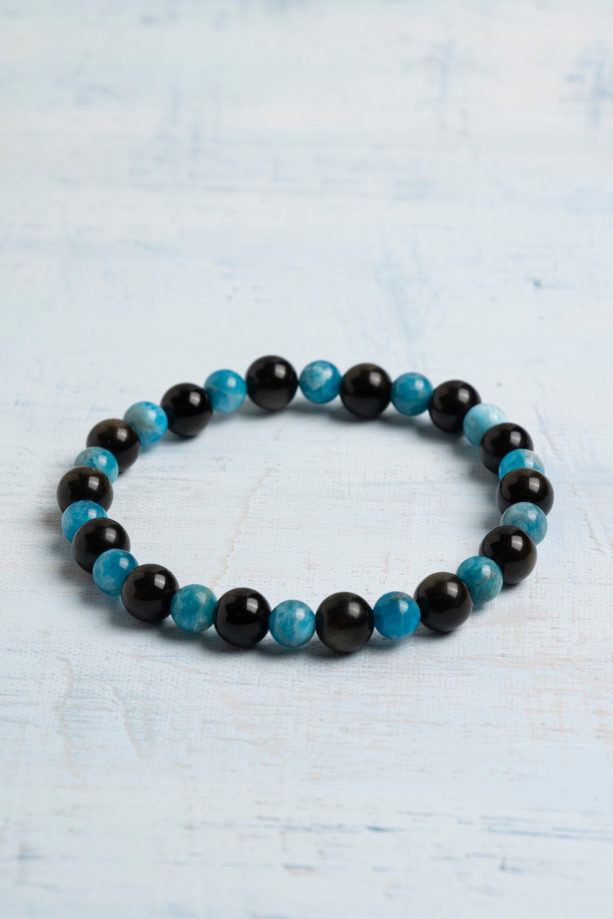 Sertifikalı Apatit ve Obsidyen Doğal Taş Bileklik