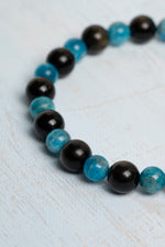 Sertifikalı Apatit ve Obsidyen Doğal Taş Bileklik