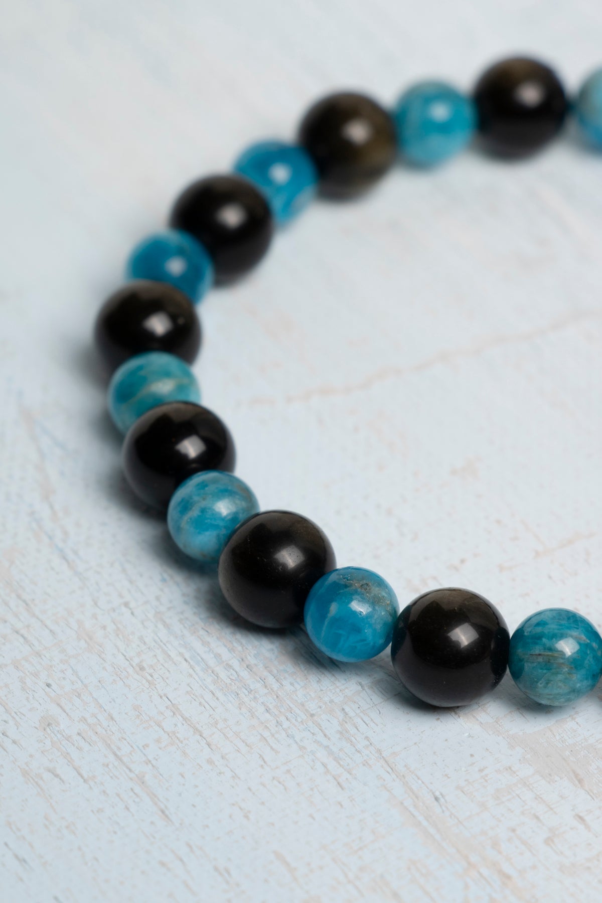 Sertifikalı Apatit ve Obsidyen Doğal Taş Bileklik