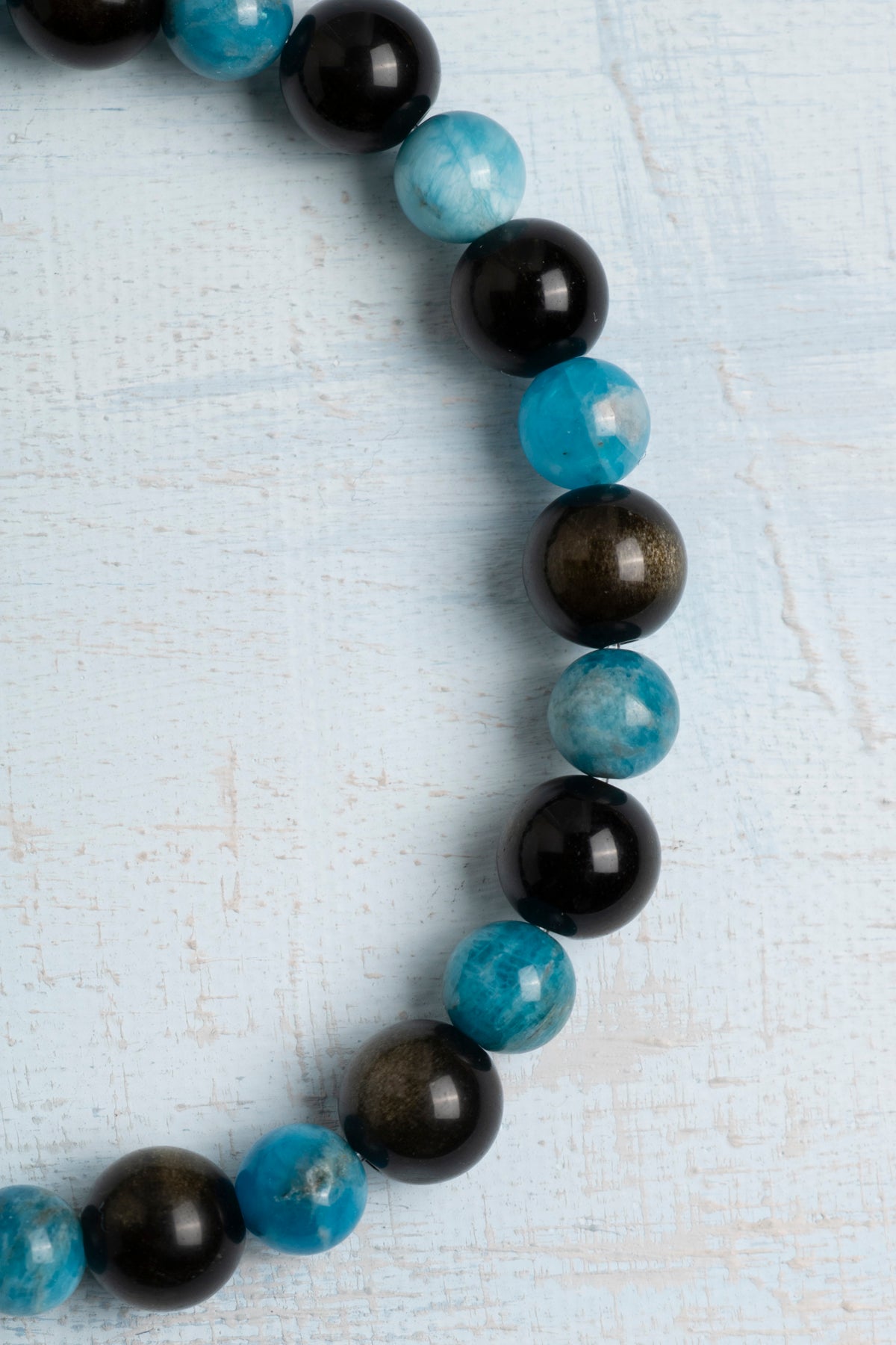 Sertifikalı Apatit ve Obsidyen Doğal Taş Bileklik