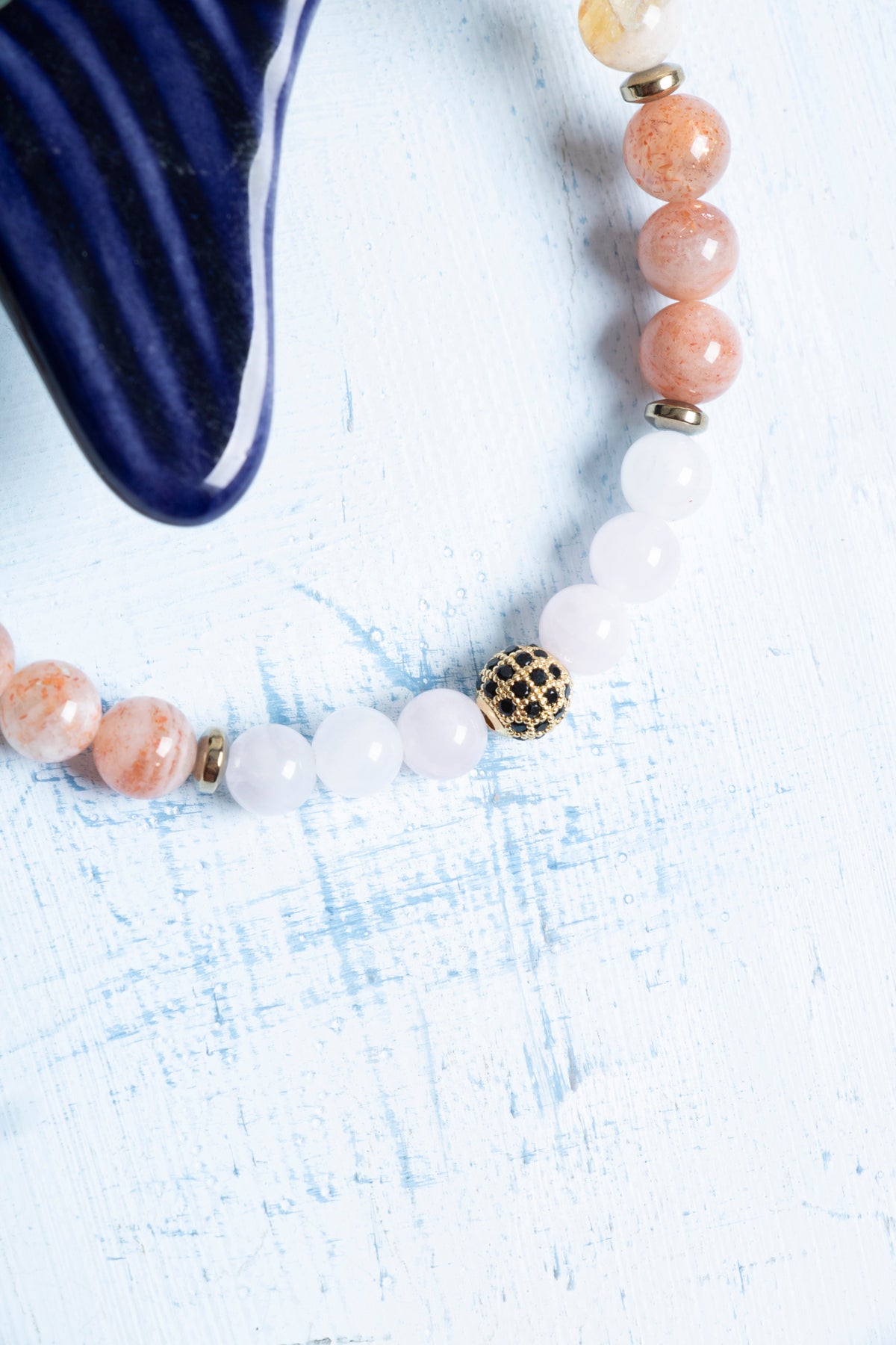 Sertifikalı Aventurin, Sitrin, Pembe Kuvars, Güneş Taşı ve Anyolit İkizler Burcu Bileklik