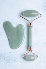 Sertifikalı Aventurin Taşı Masaj Takımı - Roller ve Gua Sha Kalpli Set