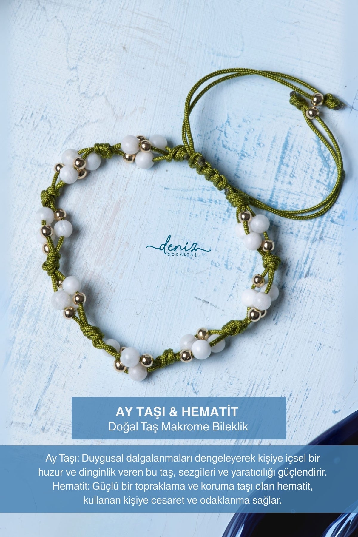 Sertifikalı Ay Taşı Hematit (4mm) Doğal Taş Bileklik 2