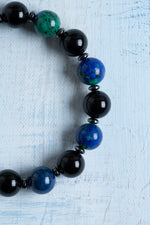 Sertifikalı Azurit-Malahit ve Siyah Turmalin Doğal Taş Bileklik