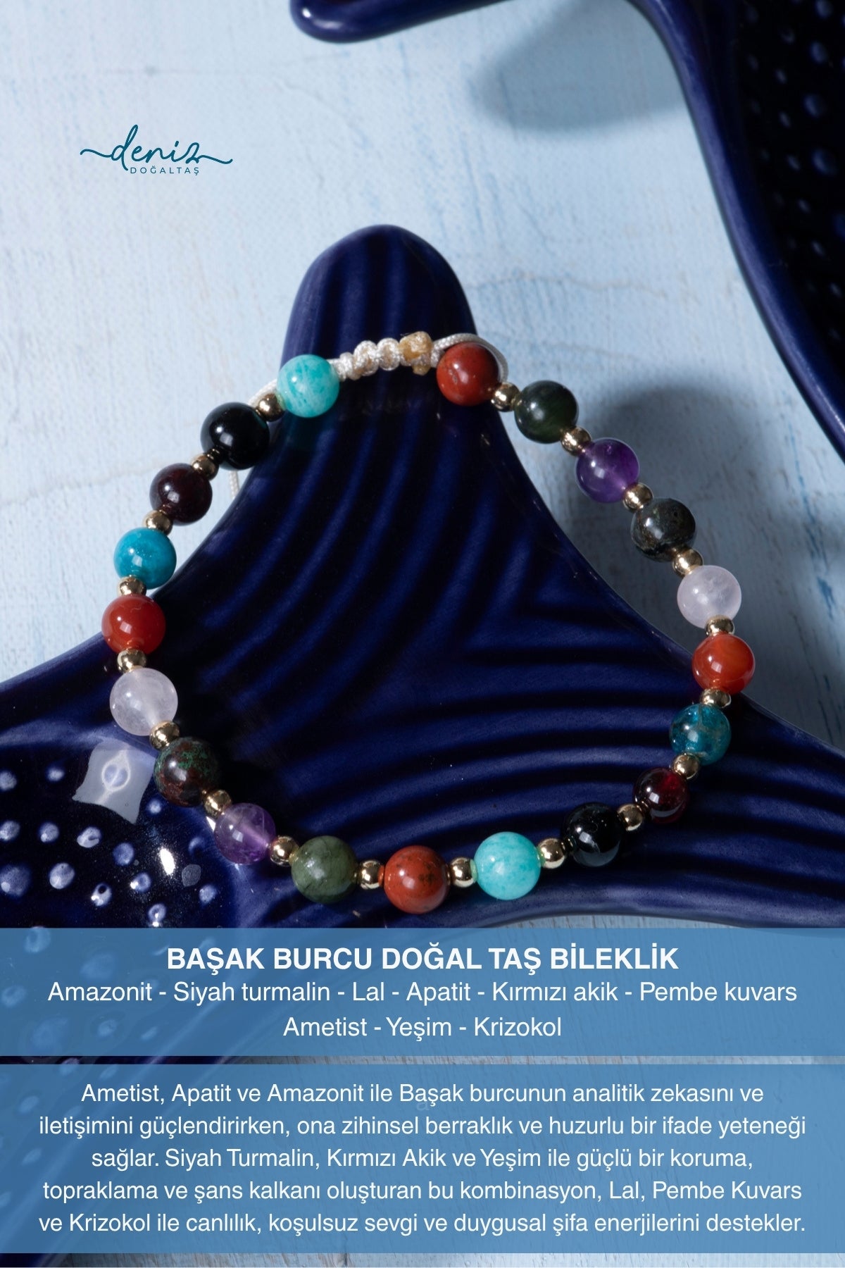 Sertifikalı Başak Burcu Doğal Taş Makrome Bileklik 1