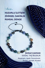 Sertifikalı Boğaz Çakrası Doğal Taş Makrome Bileklik