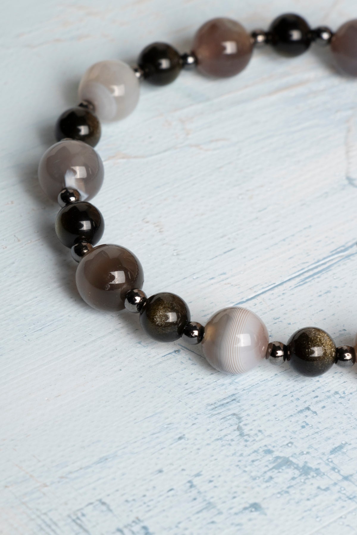 Sertifikalı Botswana Akik, Hematit ve Şungit Koruyucu Doğal Taş Bileklik