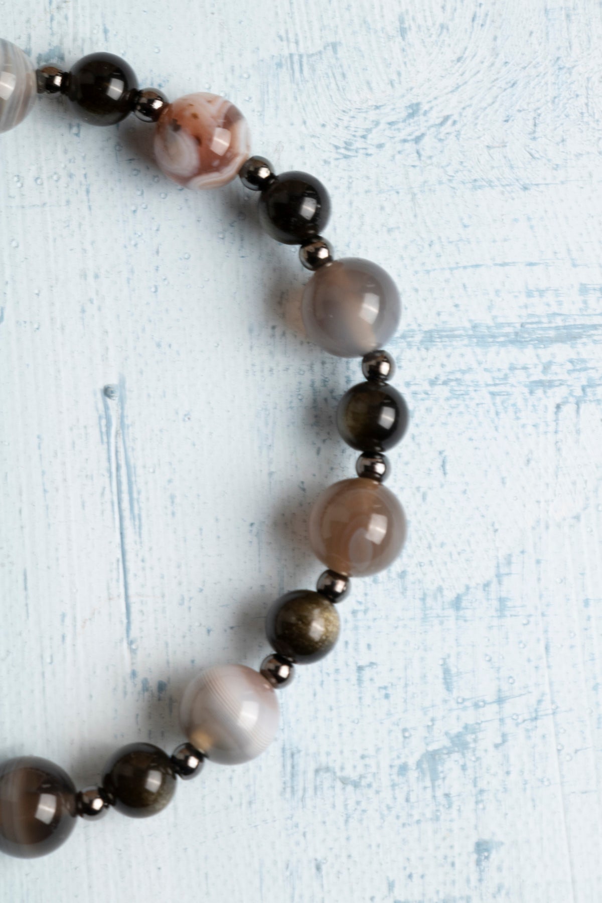 Sertifikalı Botswana Akik, Hematit ve Şungit Koruyucu Doğal Taş Bileklik